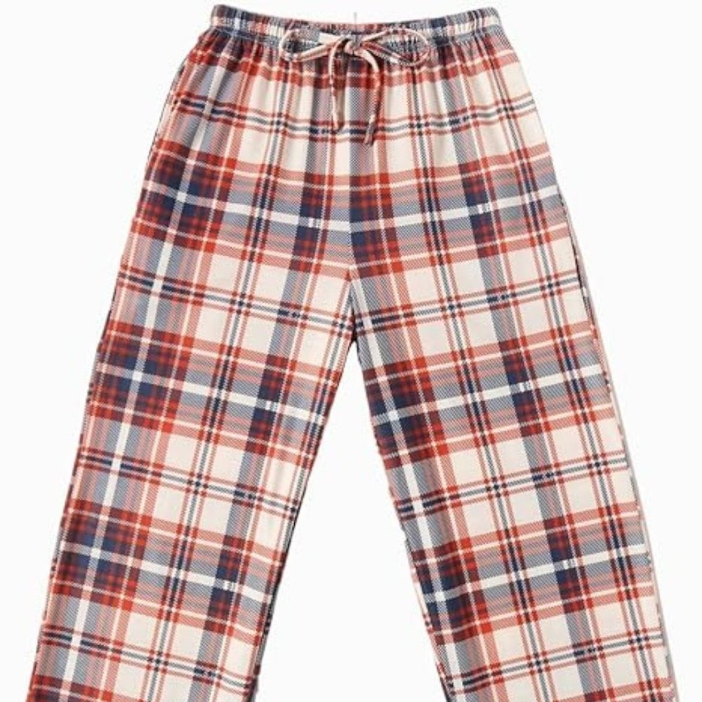 EKOUAER BOYS PAJAMA PANTS ORANGE PLAID